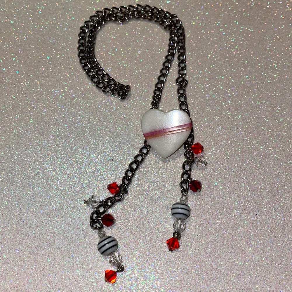 Tarina Tarantino Striped Heart Bolo Necklace